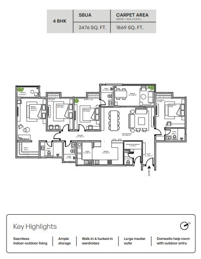 4 BHK Apartment | 2,476 sqft | Mizumi Reserve